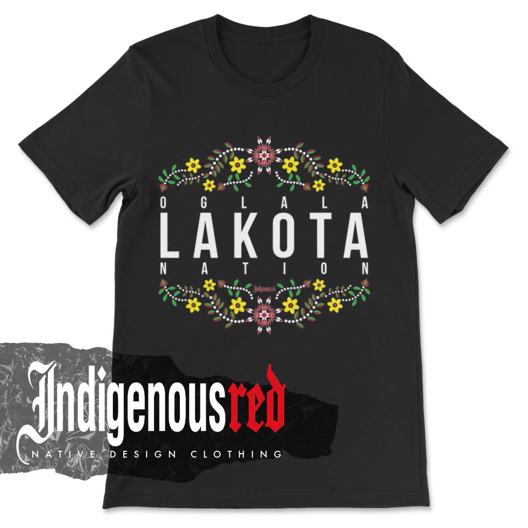 Oglala Lakota Nation Floral Adult T-Shirt