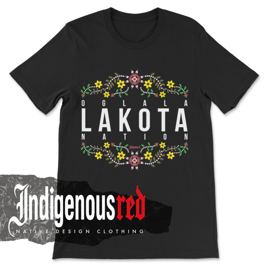 Oglala Lakota Nation Floral Adult T-Shirt