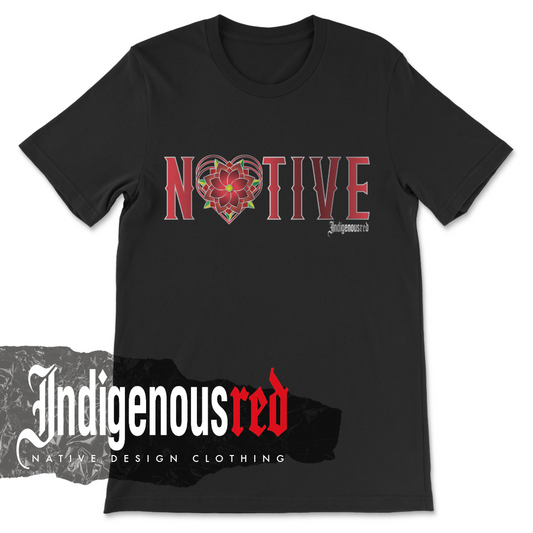 Native Heart Black Adult T-Shirt